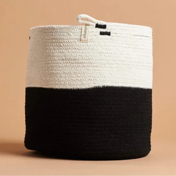 NEW Mia Melange Black White Foldable Cotton Yarn Rope Basket Organizer 9" x 9" - Picture 6 of 11